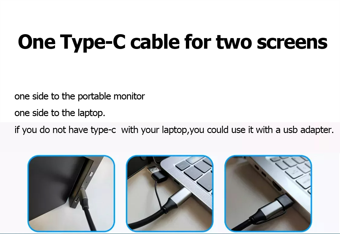  14 inch Triple Laptop Screen Extender Dual 15 inch FOPO 1080P LCD monitors portable Tri screen monitor for lapto