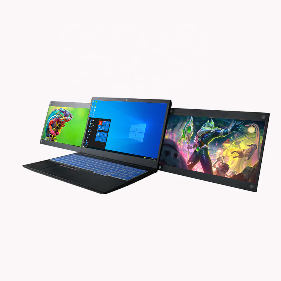  14 inch Triple Laptop Screen Extender Dual 15 inch FOPO 1080P LCD monitors portable Tri screen monitor for lapto