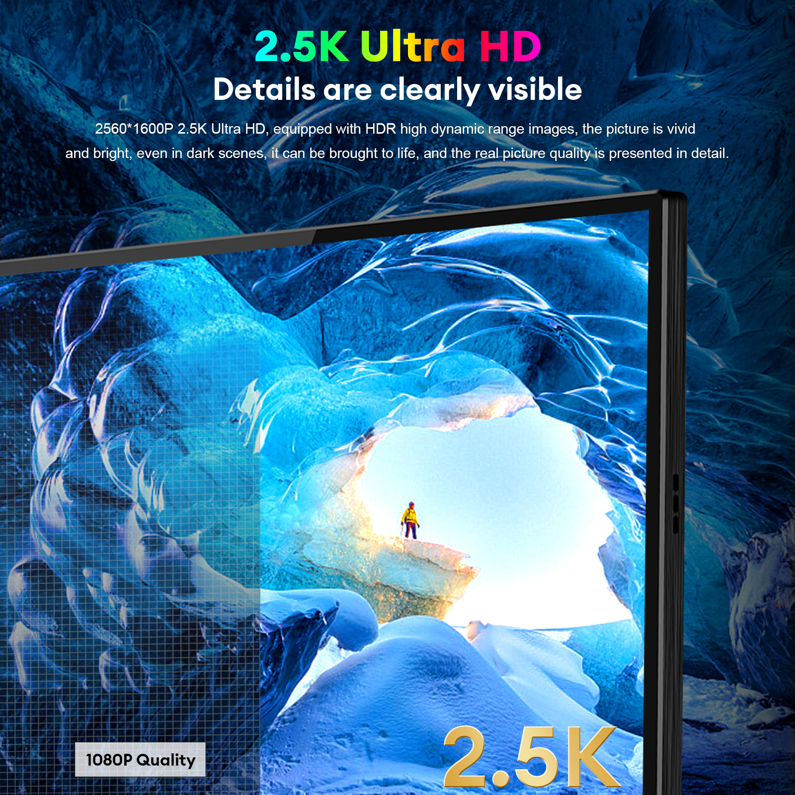 ZEUSLAP 16 Inch Touchscreen Portable Gaming Monitor - 2560*1600 144Hz 100% sRGB 16:10 Portable Screen