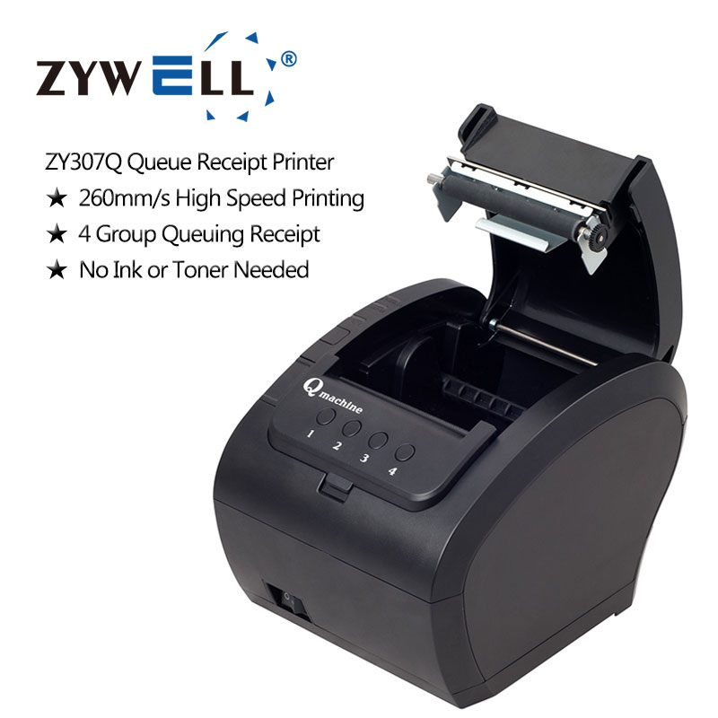 ZYWELL queue number machine 80mm thermal receipt printer for computer queue ticket printer
