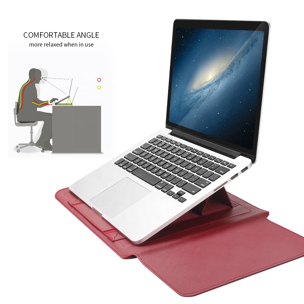 PU leather Multifunctional stand laptop bag For MacBook Air Pro 13 14 inch Laptop Sleeve Laptop accessories