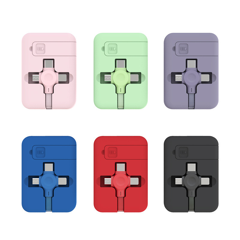  Colorful 3 in 1 adjustable  Phone Holder charger cable Fast Charging Data Cable For iPhone Micro Type C Extensio