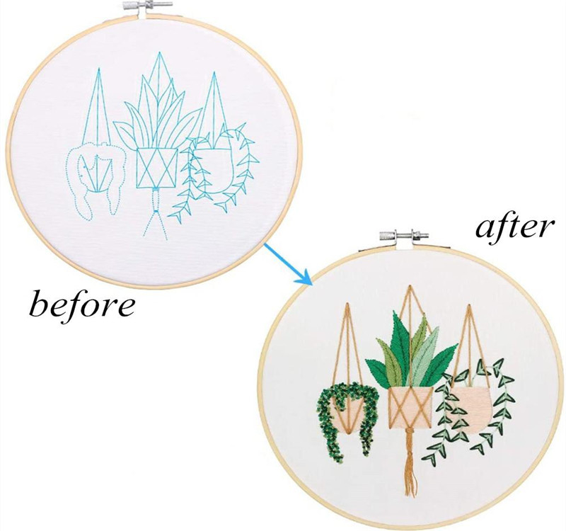 22-2022 New Embroidery Flower Handmade Needlework DIY Embroidery Starter Kits with Plastic Wooden Hoop