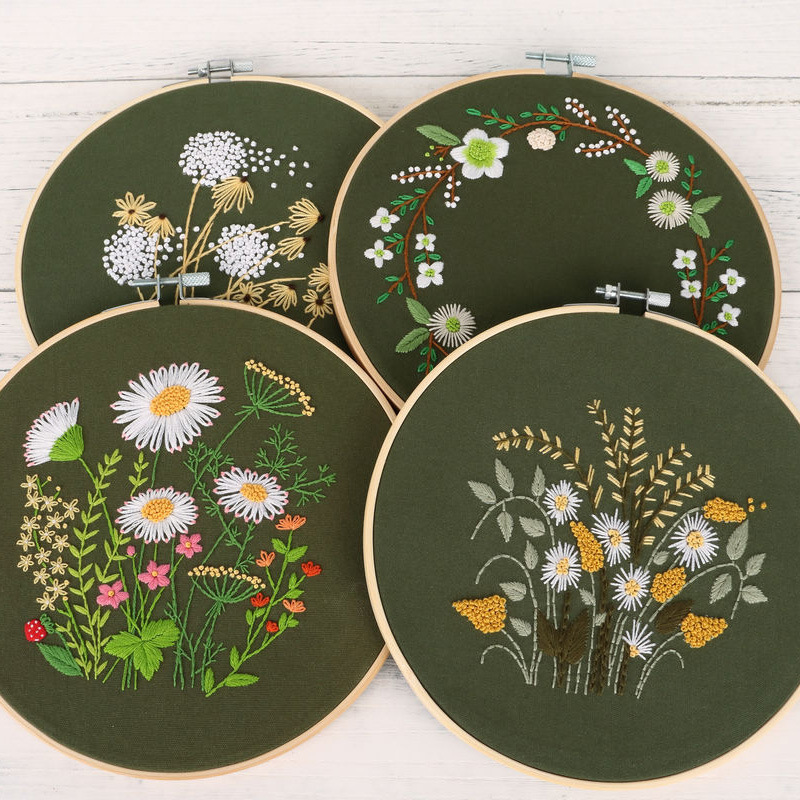 Dandelion Embroidery DIY Handmade Craft Kit for Beginner Printed Needlework Sewing Art Wall Embroidery Painting Home Dec