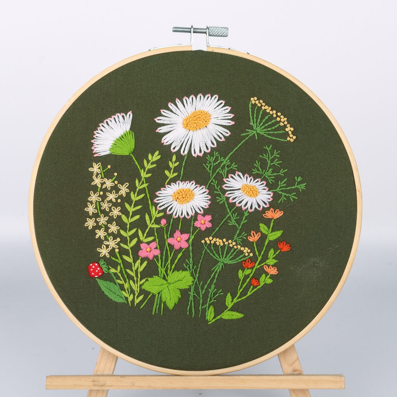 Dandelion Embroidery DIY Handmade Craft Kit for Beginner Printed Needlework Sewing Art Wall Embroidery Painting Home Dec