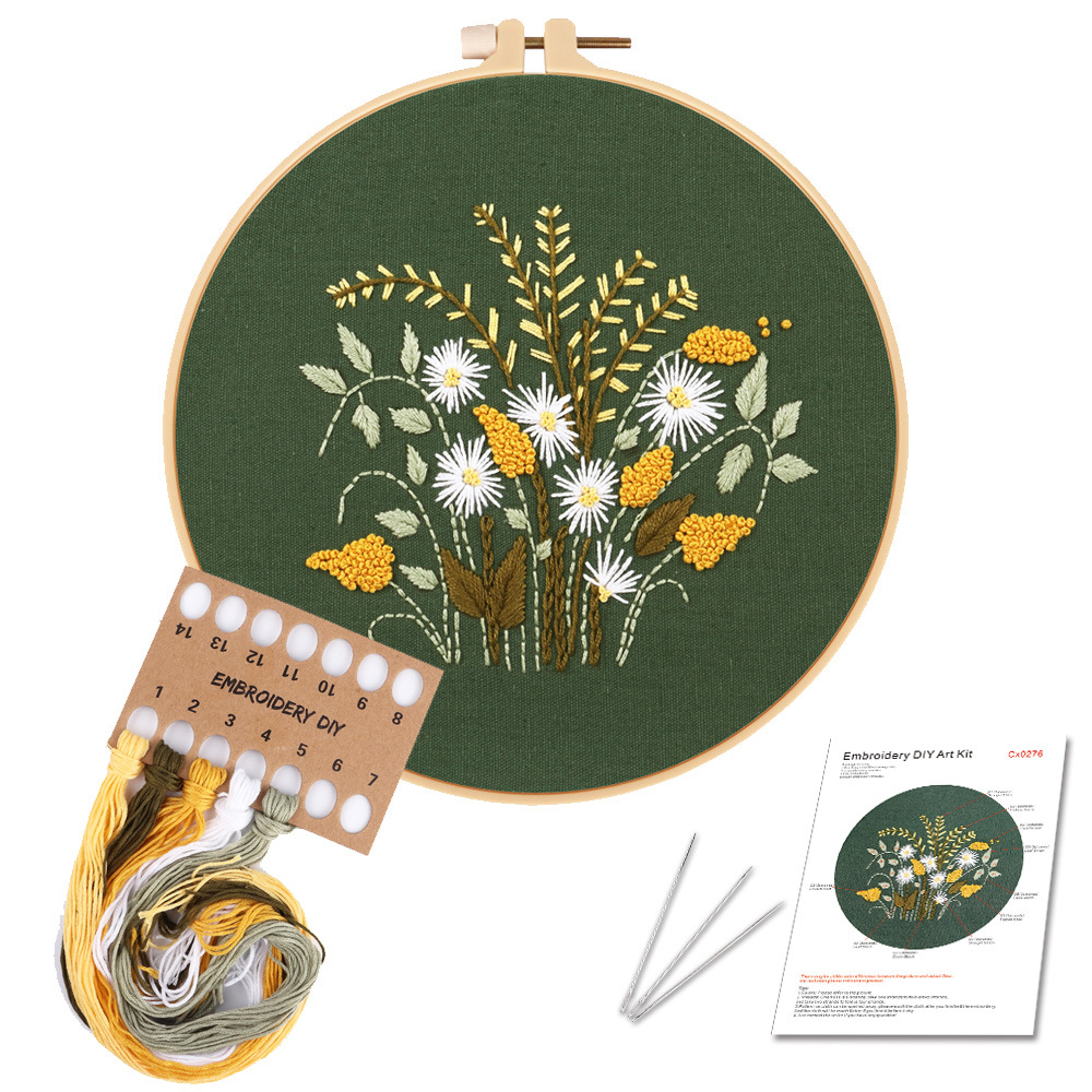 Dandelion Embroidery DIY Handmade Craft Kit for Beginner Printed Needlework Sewing Art Wall Embroidery Painting Home Dec