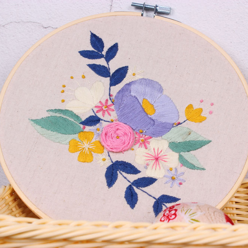 Cross stitch embroidery set Flower Patterns Needlework Set with Embroidery Hoop Handmade Arts Crafts Sewing Gift