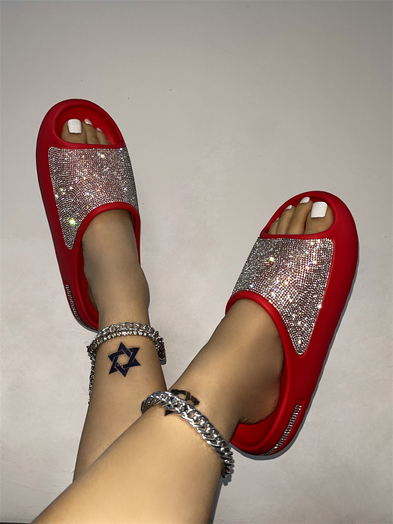 2023 New Women Luxury Diamond Bling Silver Rhinestones Slippers Platform Sandals Slides Slippers Women