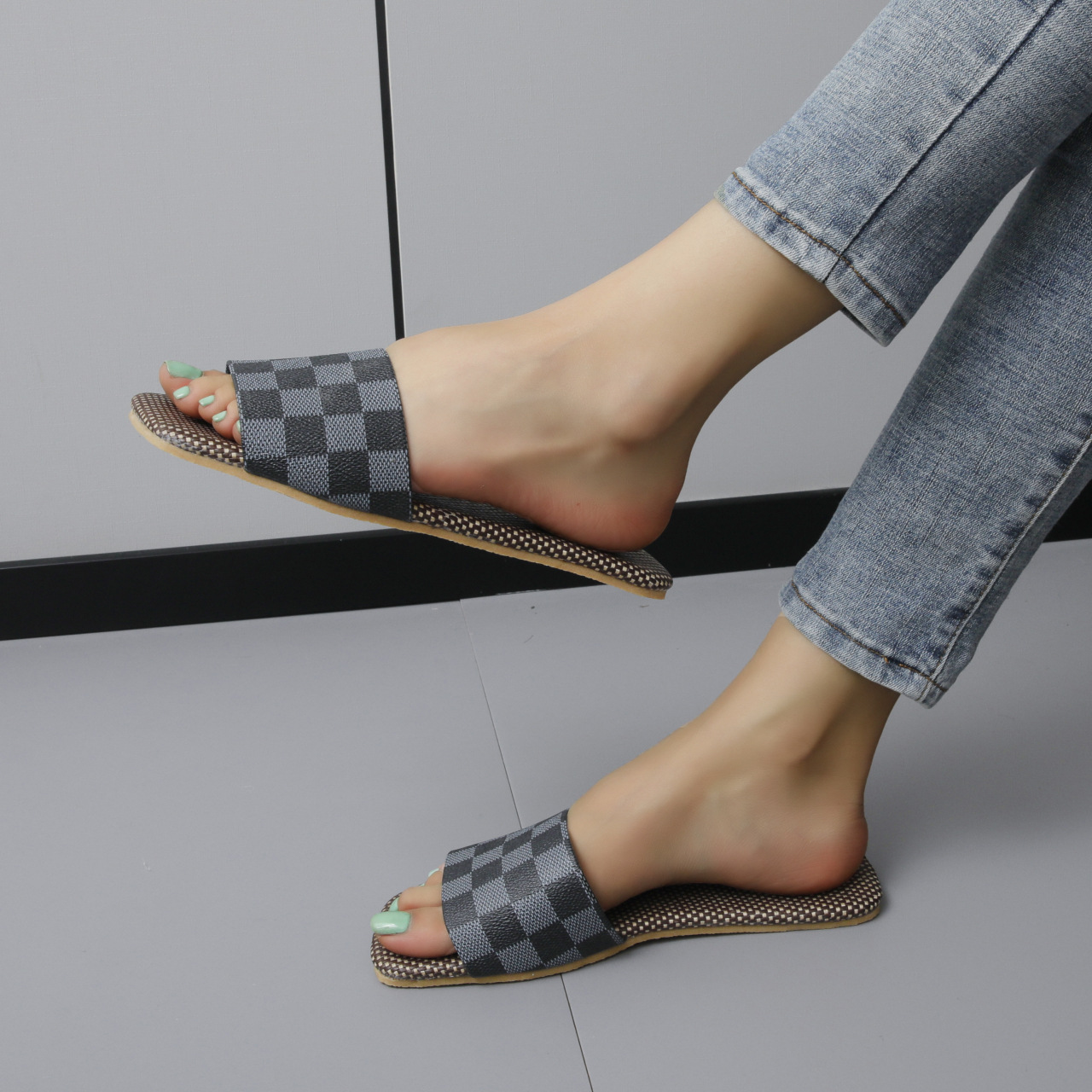 designer sandals women famous brands plaid gg flat sandals women