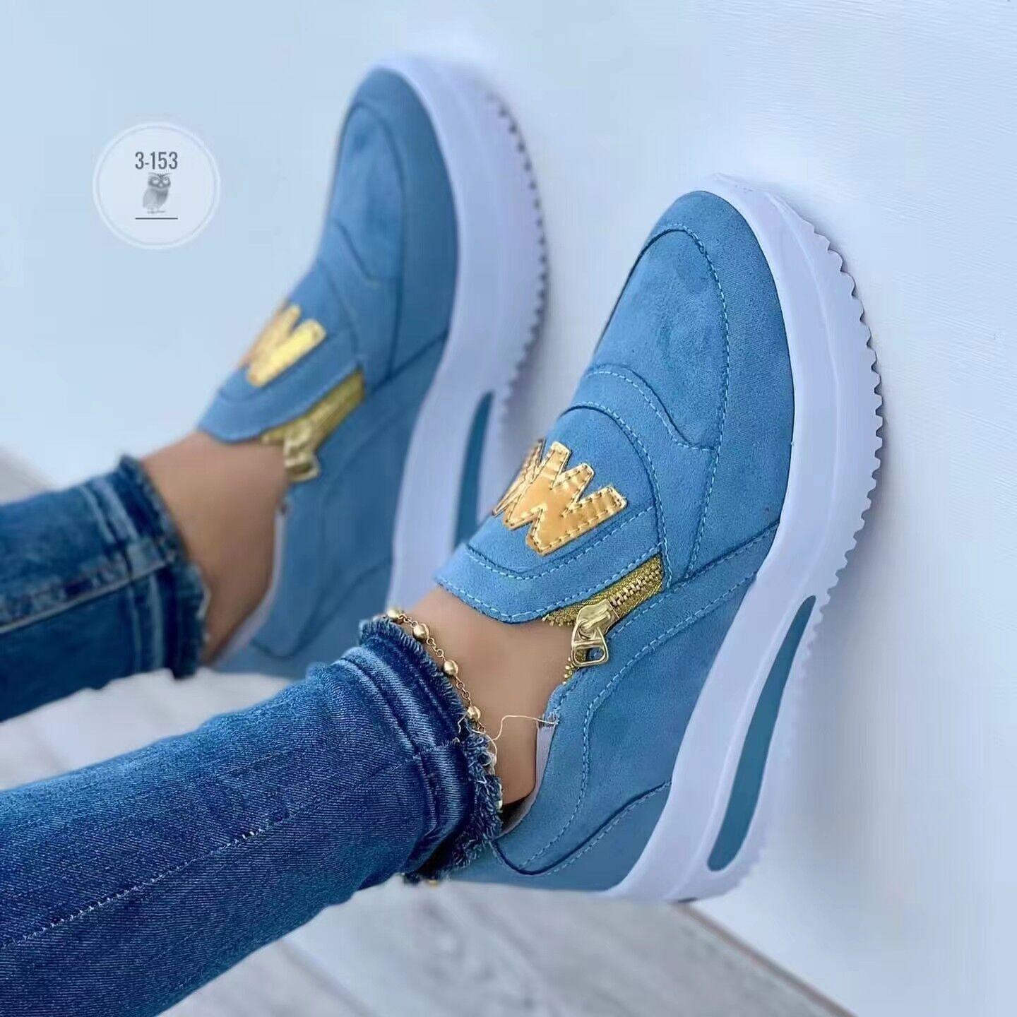 New fashion women sports shoes muffin flat bottom side zipper plain casual plus size 	 walking style shoes