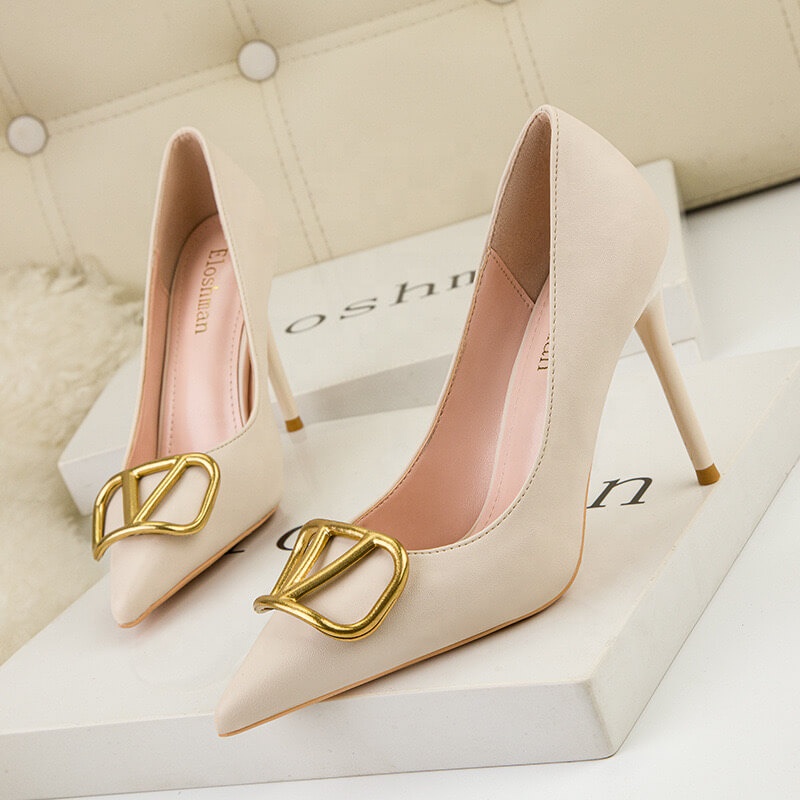 High Quality Designer Genuine Leather Multi Color Gold Sandals Heels For Ladies Women Pumps Dress Shoes Women's Luxury H