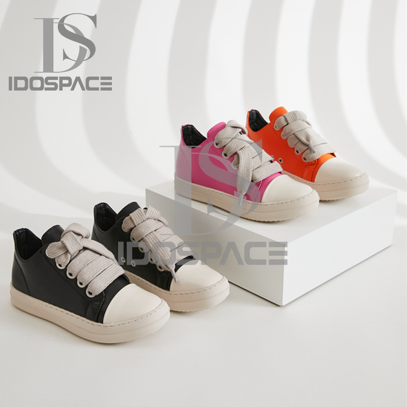 Casual Leather Shoes Luxury Trainers Lace Up Women Sneaker Low-TOP Streetwear Flats Black Sneakers Boots