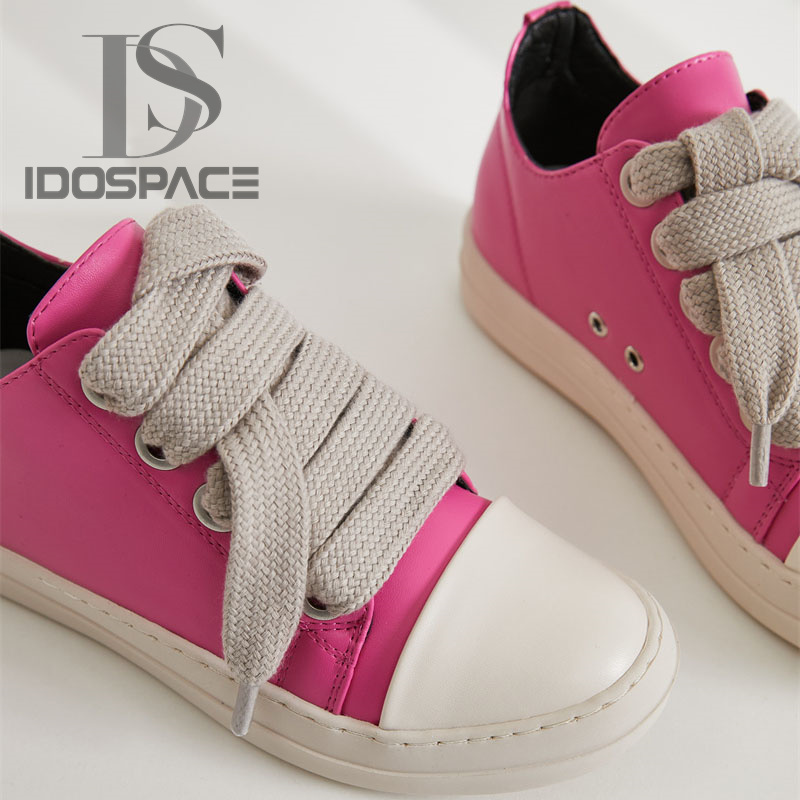 Casual Leather Shoes Luxury Trainers Lace Up Women Sneaker Low-TOP Streetwear Flats Black Sneakers Boots
