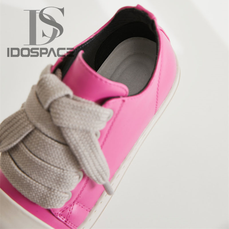 Casual Leather Shoes Luxury Trainers Lace Up Women Sneaker Low-TOP Streetwear Flats Black Sneakers Boots