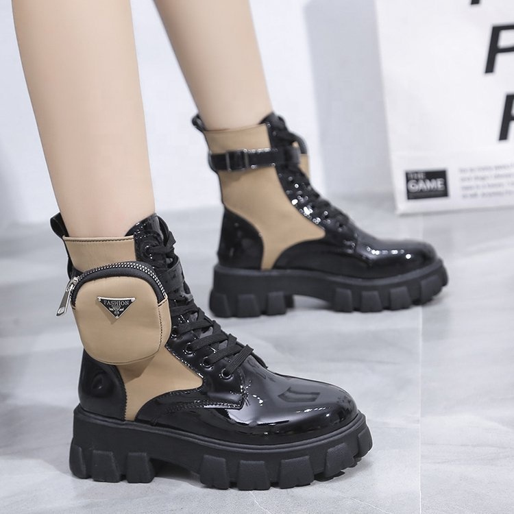 Dropshipping PU ladies boots chunky heel ankle boots for women big size women's boots