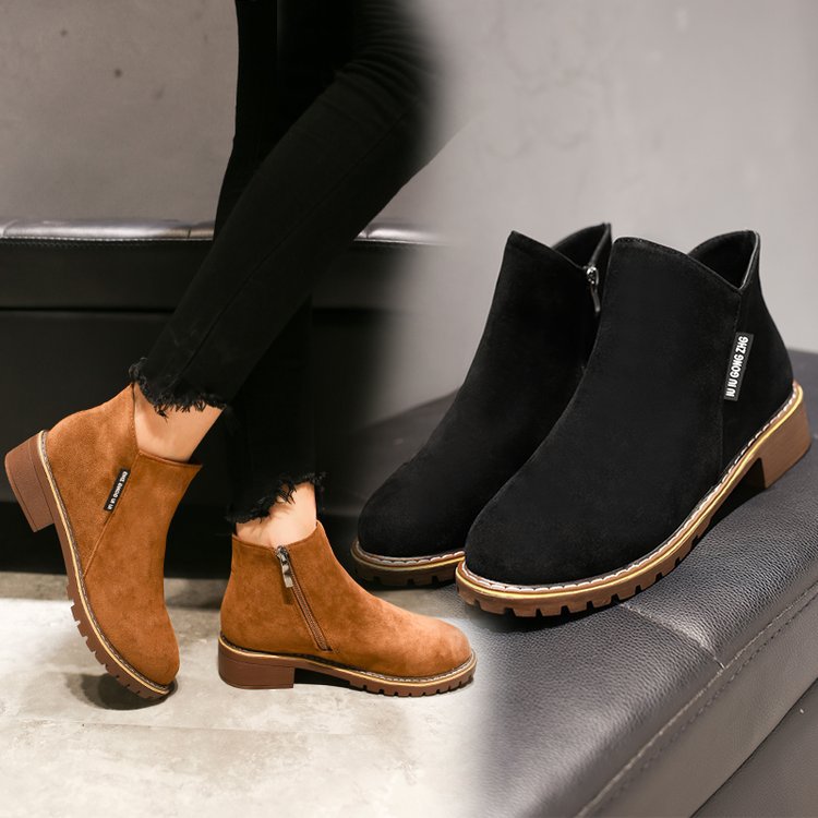 New Martin boots women's side zipper ankle boots women's low heel  boots