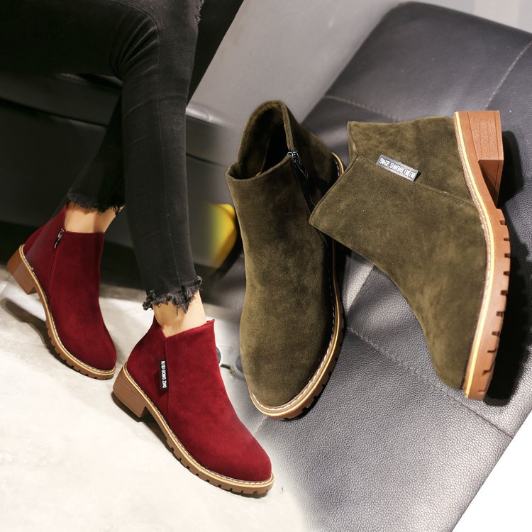 New Martin boots women's side zipper ankle boots women's low heel  boots