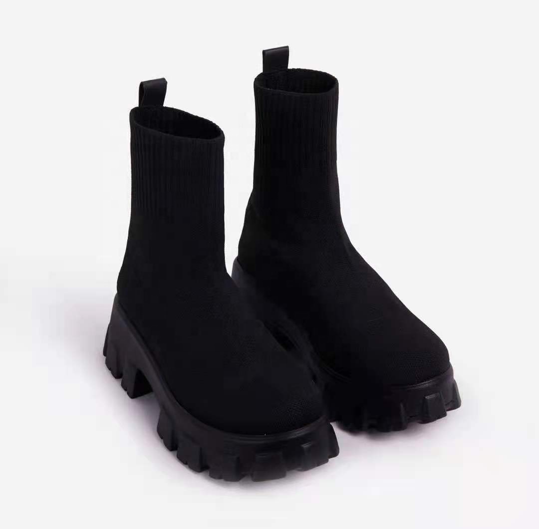 Women Stockings Lolita Ankle Fashion Rubber Rock Shoes Woman Boots Socks Heels Luxury Designer Clogs Platform Round Toe 
