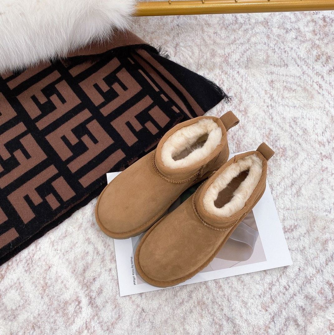   Ugh Designer Boots Dropshipping Fall Winter Wool Low Tube Snow Boots Women
