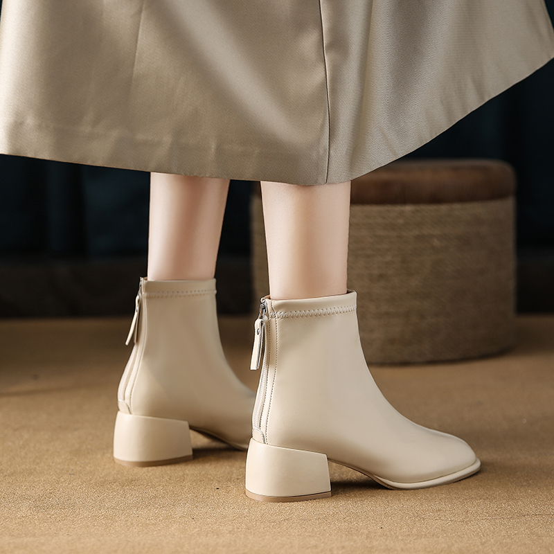 Latest European Women's Zipper Thick Heel Ladies Fancy High Heel Boots Ladies Shoes