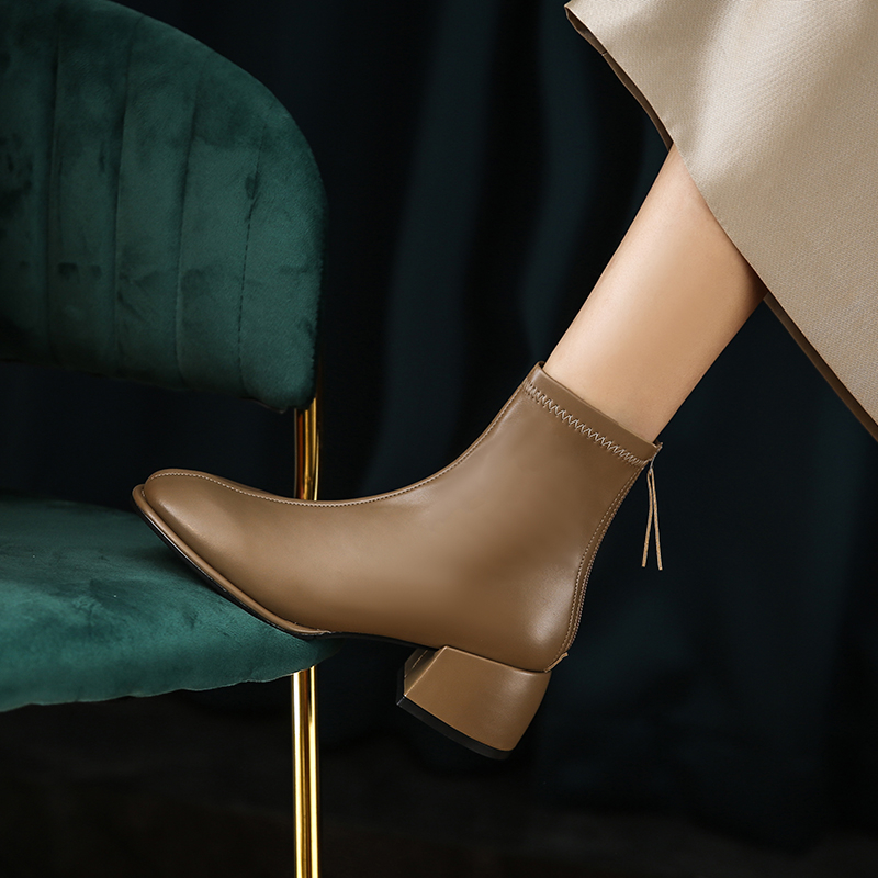 Latest European Women's Zipper Thick Heel Ladies Fancy High Heel Boots Ladies Shoes