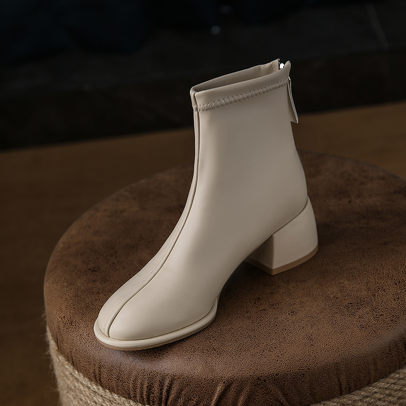 Latest European Women's Zipper Thick Heel Ladies Fancy High Heel Boots Ladies Shoes