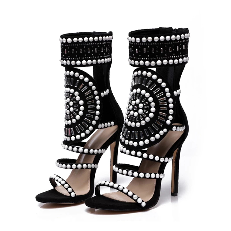 2021 Spring/Autumn Flock Fashion Trend Punk Sexy Head Peep Toe Sewing Square Heel Retro Party Women's Shoes ANKLE Chelse