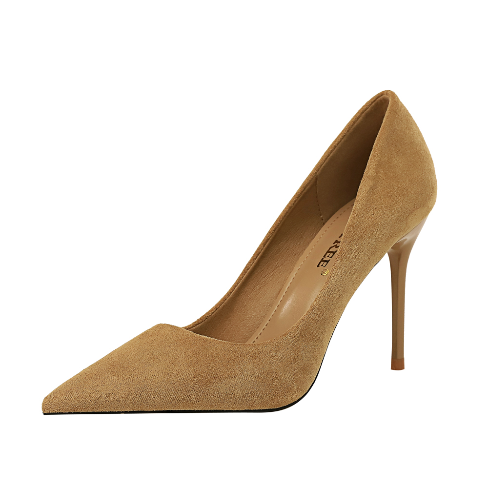 825-3  Fashion simple stiletto high heel suede shallow mouth pointed high heels women's shoes sexy thin single shoes