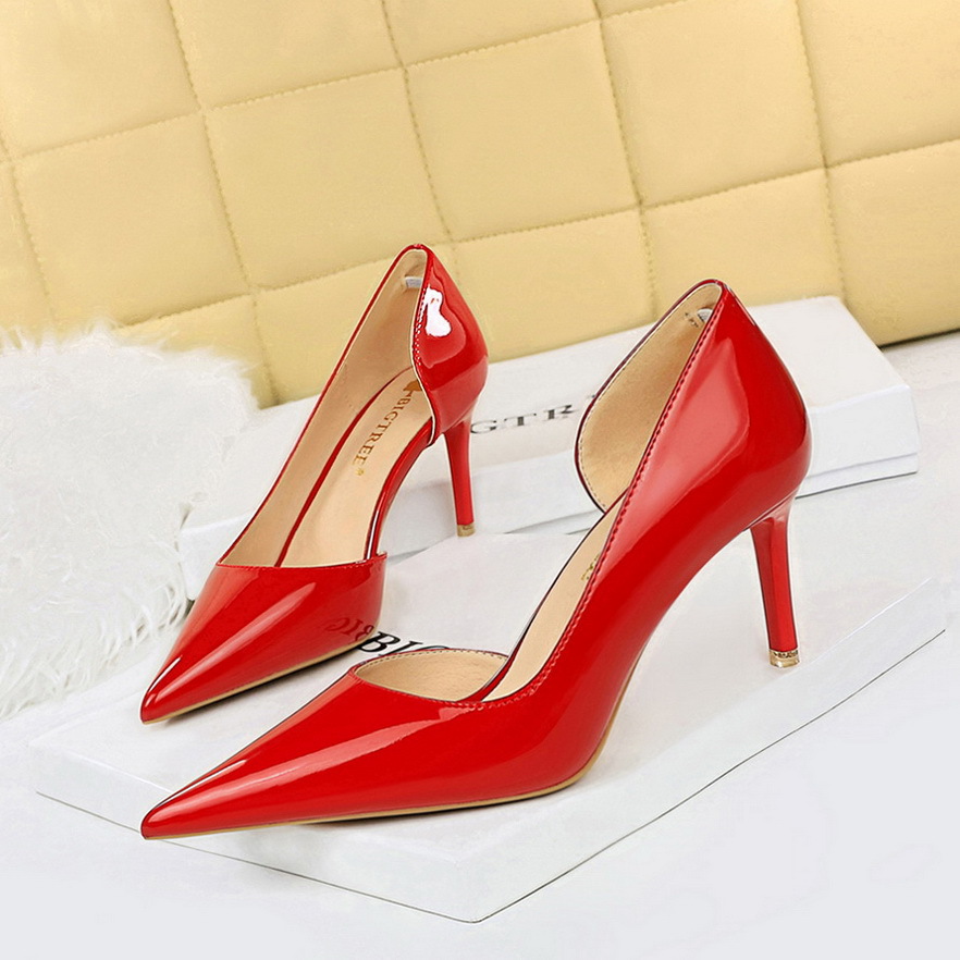 638-5 Trendy Simple Stiletto Office Ladies Heels Work Shoes PU Leather Slip-On Pointed Toed 10.5CM High Heels Shoes For 