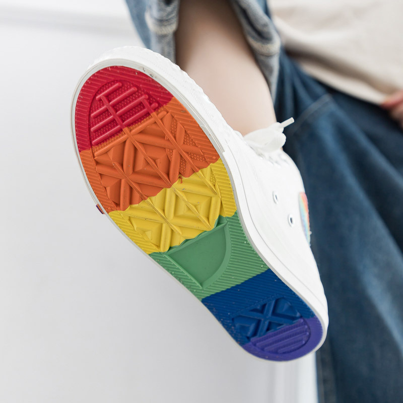 XRH  Casual   Sneaker Designer Shoes Unisex Embroidery Rainbow Canvas Shoes For Women Men New Styles