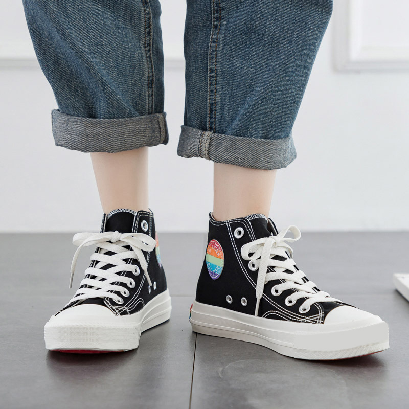 XRH  Casual   Sneaker Designer Shoes Unisex Embroidery Rainbow Canvas Shoes For Women Men New Styles