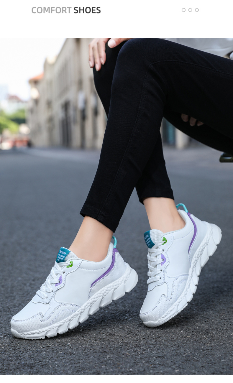 2023 Spring Women's Shoes Versatile Fashion Leather Casual Sports Shoes Women's Low Top Trendy Running Shoes