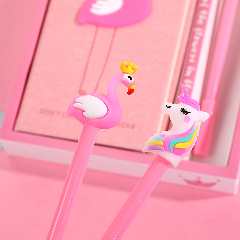 Kawaii Journal Stationery School Supplies Study Gift Tools Pink Flamingo Notebook Set Note Book  Pen Set Diary Day Plann