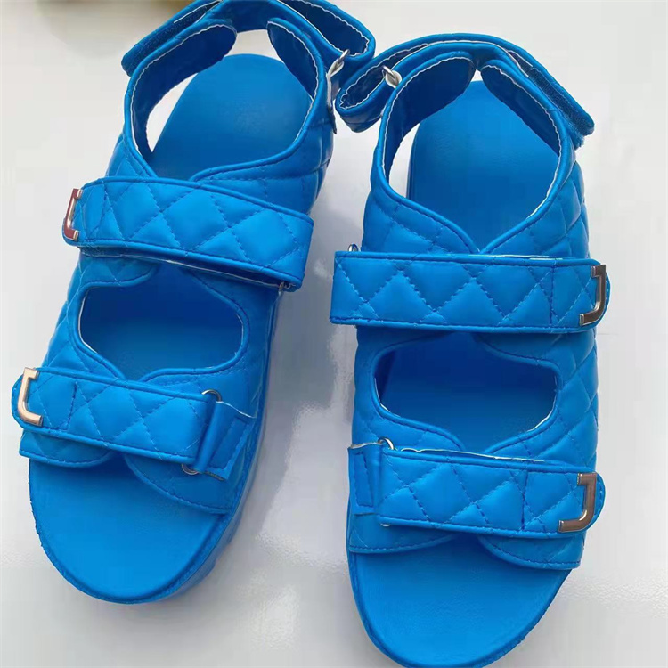 Summer Sandals Women Flats Platform Shoes Fashion Rhombus Lattice Casual Soft Bottom Ladies Sandals