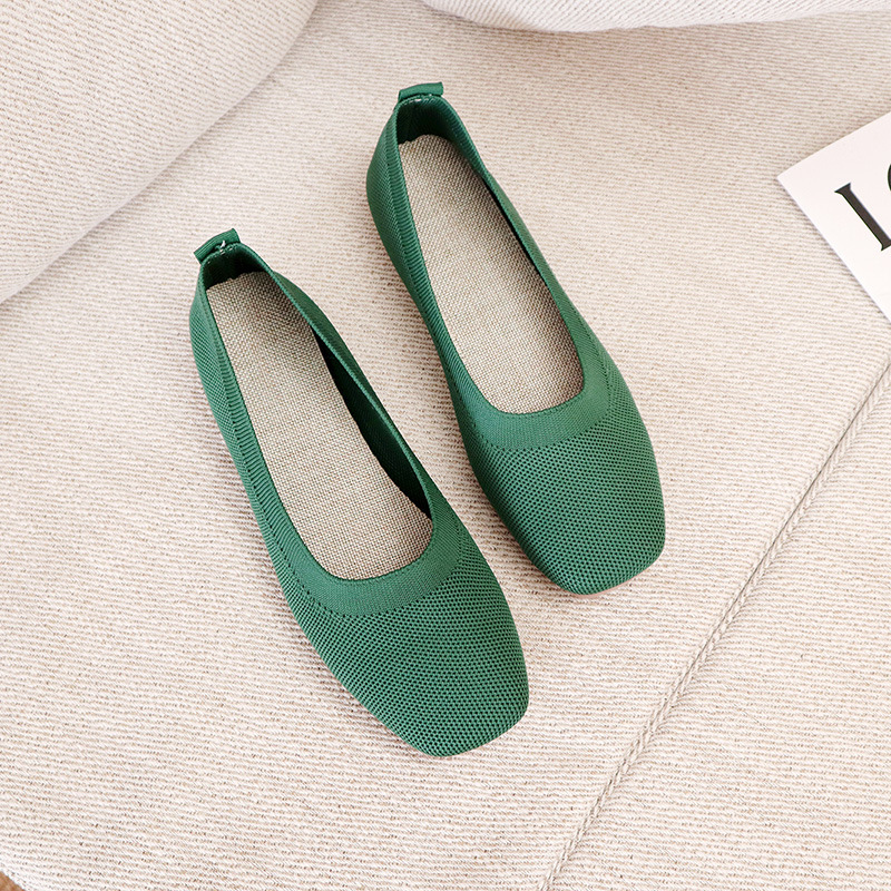 Knitted round head Flat-bottomed Daily All-match Women's Loafers Lady Shoes Women Flats Shoes