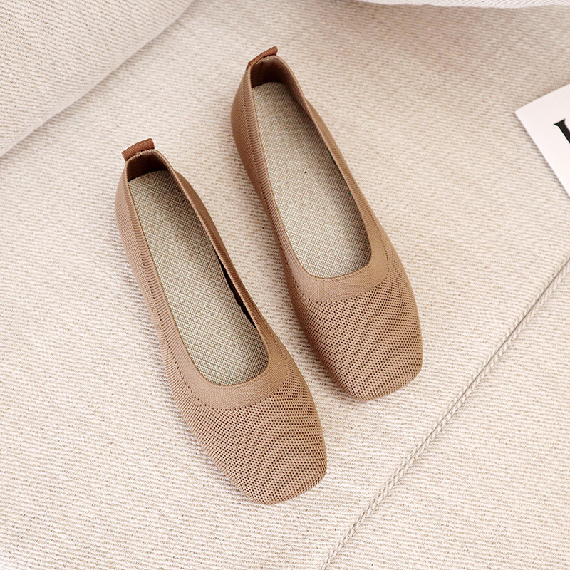 Knitted round head Flat-bottomed Daily All-match Women's Loafers Lady Shoes Women Flats Shoes