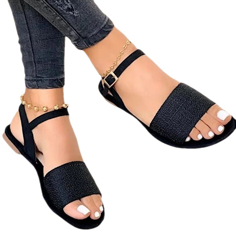 Classic Ladues New Design Lady Beautiful Korean Trending Woman Summer Platform Flats Wide Sole Flat Sandal