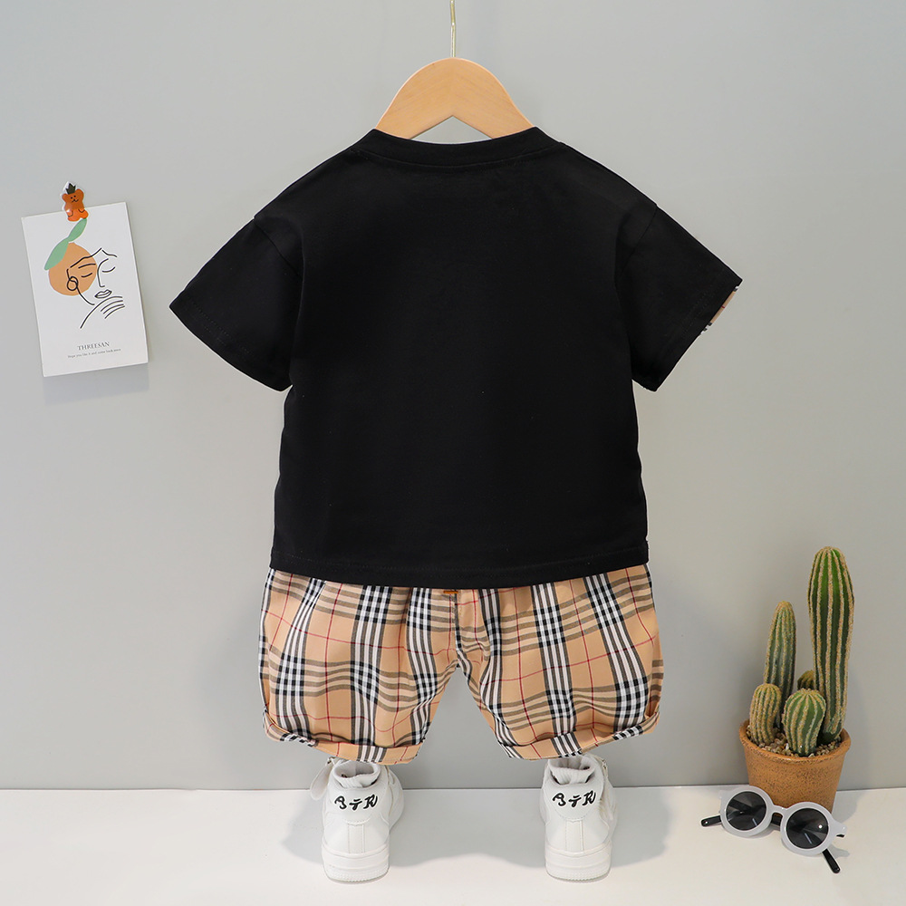 Plaid Kids Boys Clothing Sets Baby Clothes Pants 2PCS For Summer Children Toddler Boy Clothes Set