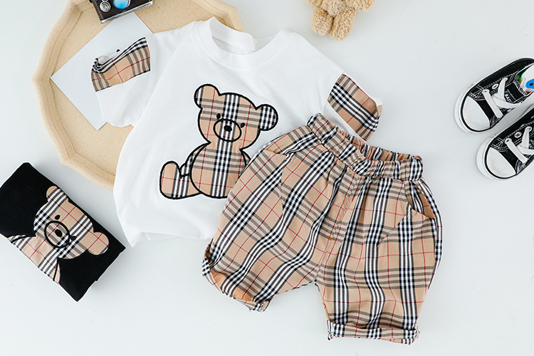 Plaid Kids Boys Clothing Sets Baby Clothes Pants 2PCS For Summer Children Toddler Boy Clothes Set