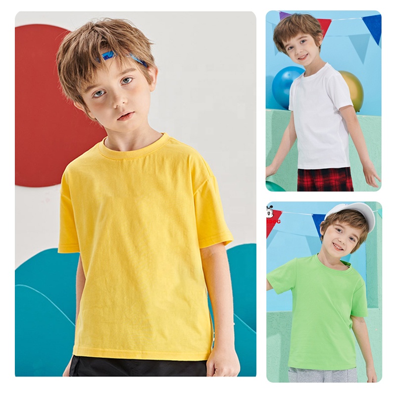 Ready to ship plain blank 100% cotton t-shirts kid's clothing for boys and girls   t shirts