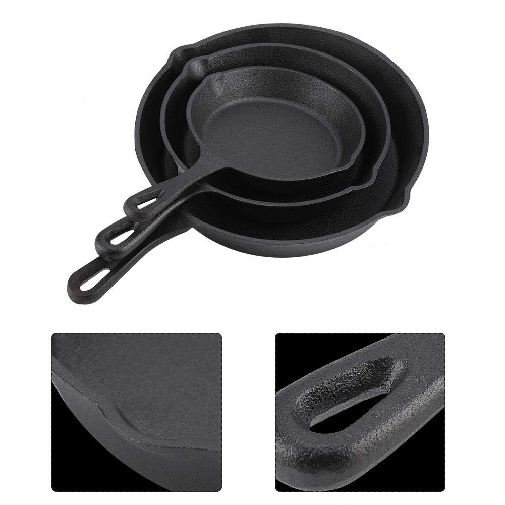 hot health classic 3 pcs cast iron preseasoned cookware fry pan set