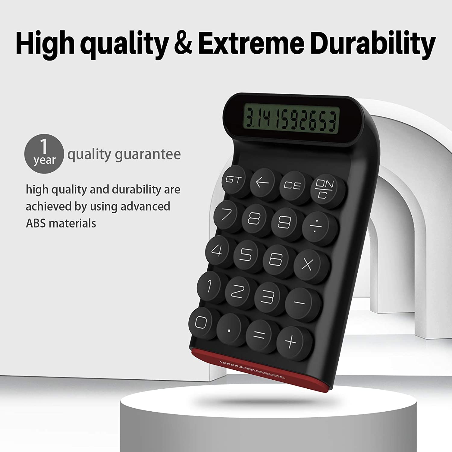 Mechanical Switch Calculator Handheld for Daily and Basic Office 10 Digit Large LCD Display (Pink)