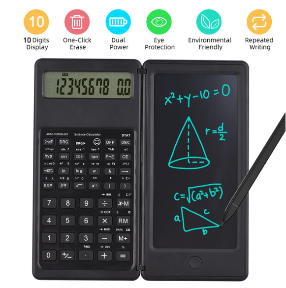 6.5 Inch Portable Calculator LCD Screen Writing Tablet Folding Scientific Calculator Graphic Calculator Digital Drawing 