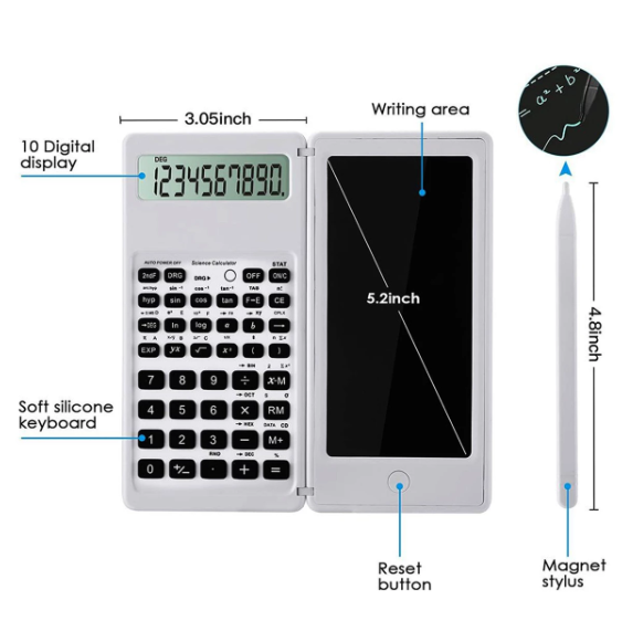 6.5 Inch Portable Calculator LCD Screen Writing Tablet Folding Scientific Calculator Graphic Calculator Digital Drawing 