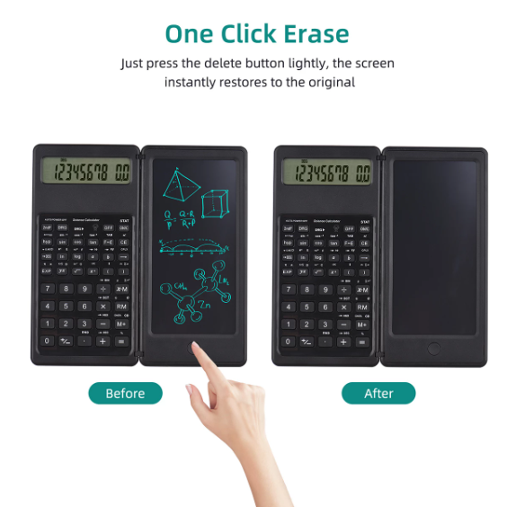 6.5 Inch Portable Calculator LCD Screen Writing Tablet Folding Scientific Calculator Graphic Calculator Digital Drawing 