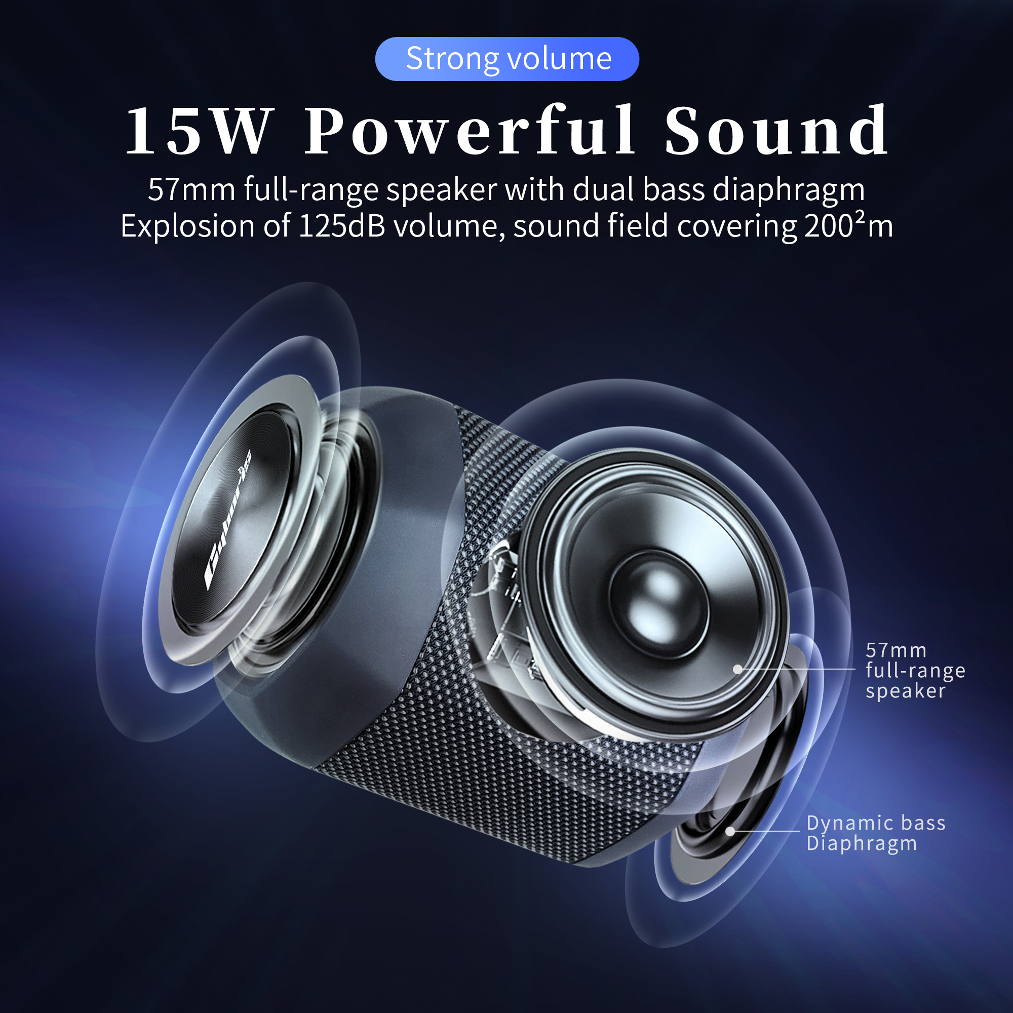 Cyboris TWS Speaker LED RGB Light Dual Sound Effect Stereo Boombox 15W Powered High Volume Speakers