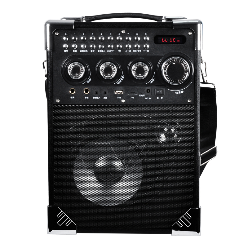 Black 6.5 Inch Subwoofer Outdoor Wireless Bt Portable Karaoke Colorful Speakers With Microphone Fm Radio Square Dancing 