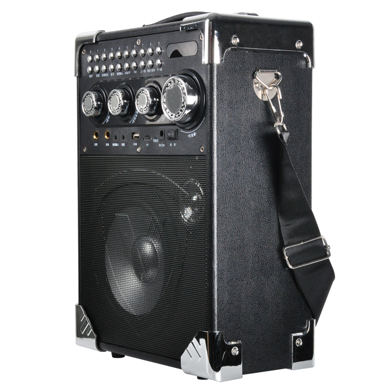 Black 6.5 Inch Subwoofer Outdoor Wireless Bt Portable Karaoke Colorful Speakers With Microphone Fm Radio Square Dancing 