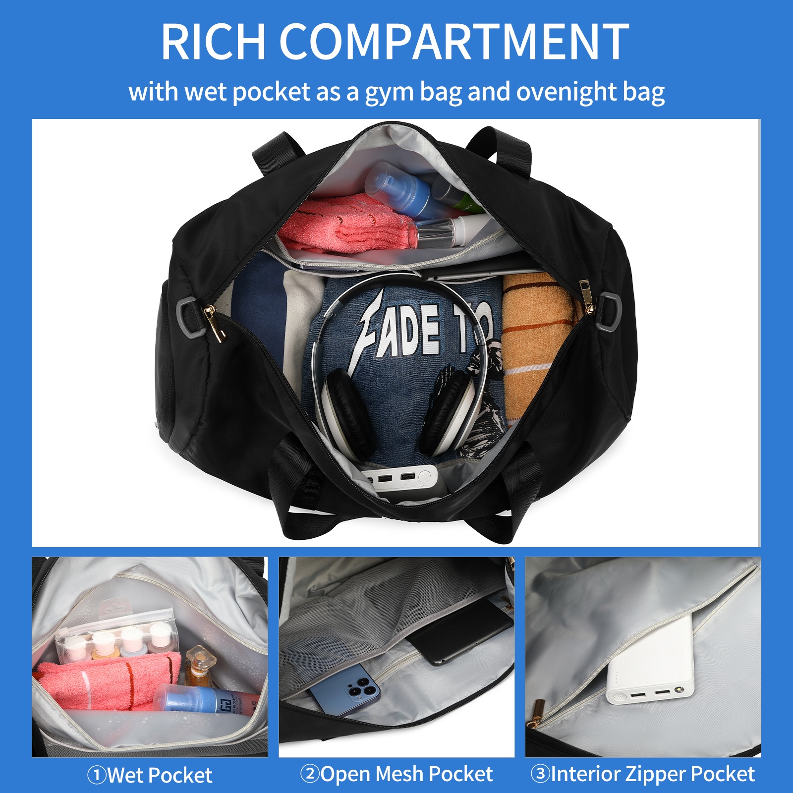 Large Capacity Folding WaterProof Handbags New Design Gym Travel Sports Duffel Bag   Duffle Bag For Women