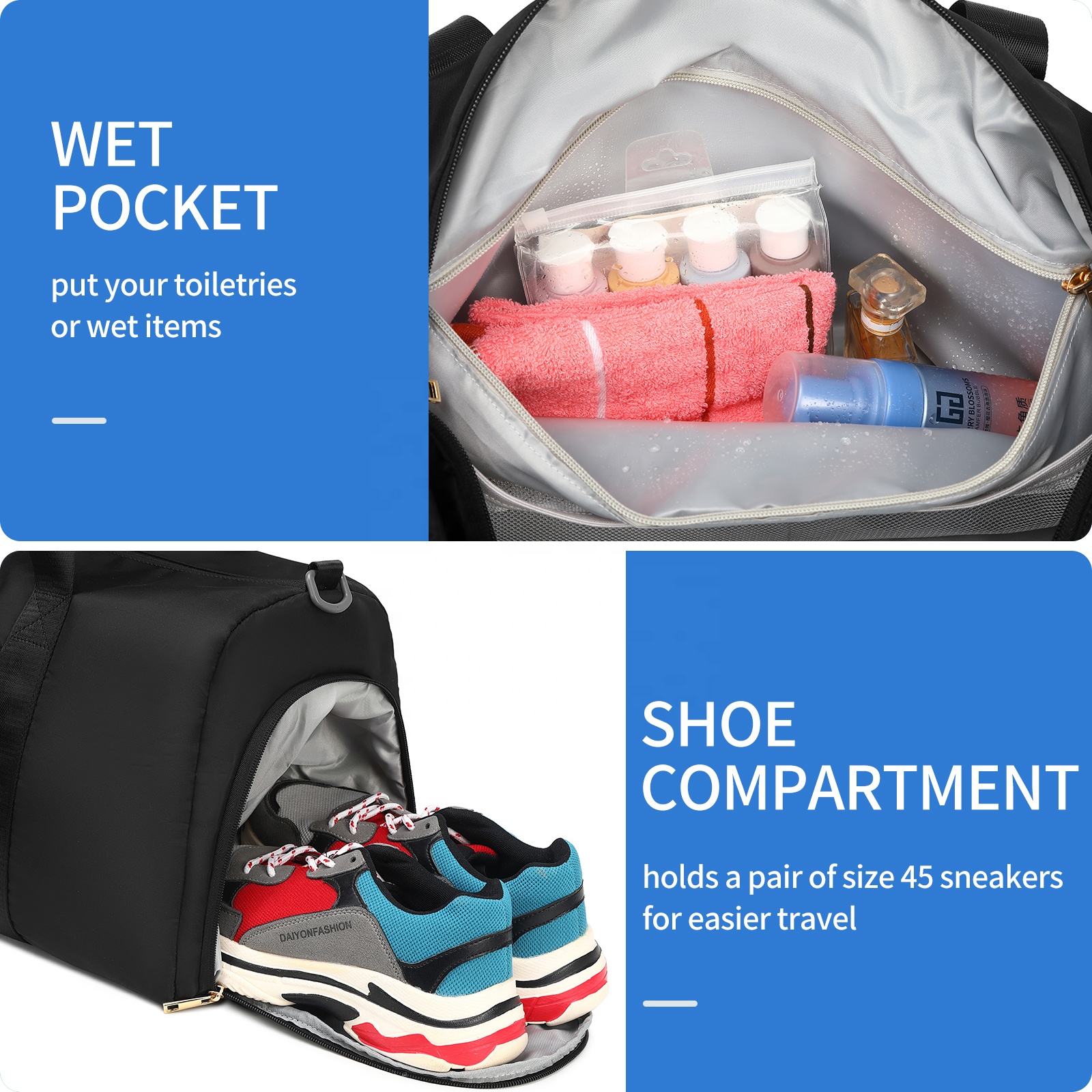 Large Capacity Folding WaterProof Handbags New Design Gym Travel Sports Duffel Bag   Duffle Bag For Women